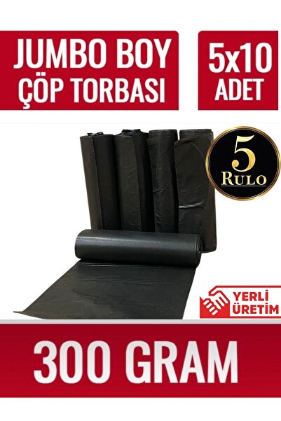 shop Çöp Torbası Jumbo Boy 5 Rulo 300 gr Çift Kaynak Dayanıklı 80x110cm
