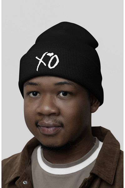 Fuddy Moda Сгъваема шапка за открито с щампа The Weeknd, зимна шапка с щампа на рапърско лого