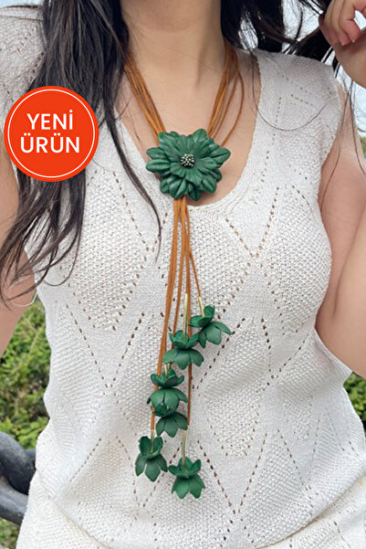 pınarturhan Yeşil Deri Çiçek Figürlü Asansörlü Altın Kaplama El Yapımı Pirinç...