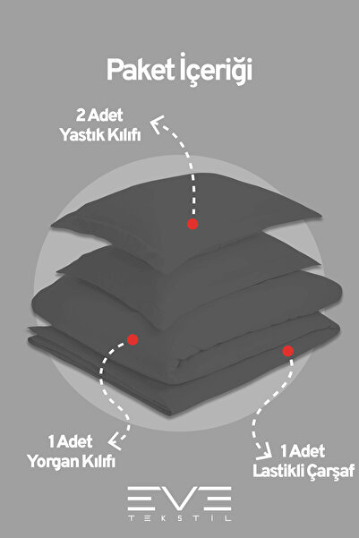 Eve Tekstil Ranforce Double Duvet Cover Set with Sheet, Pillow and Quilt Cover 200X220 cm