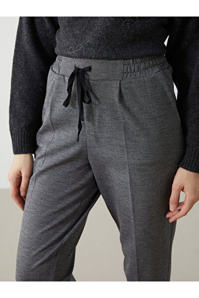 LC Waikiki Lcw Comfort Gray Women's Patterned Pants with Elastic Waist