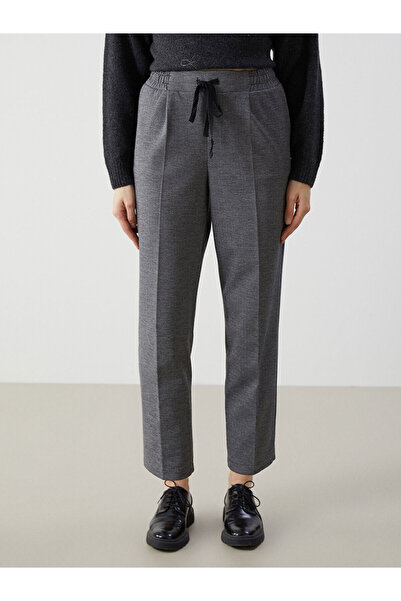 LC Waikiki Lcw Comfort Gray Women's Patterned Pants with Elastic Waist