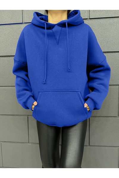 HİJABAYA Geripptes Sweatshirt mit Kapuze und Kängurutasche