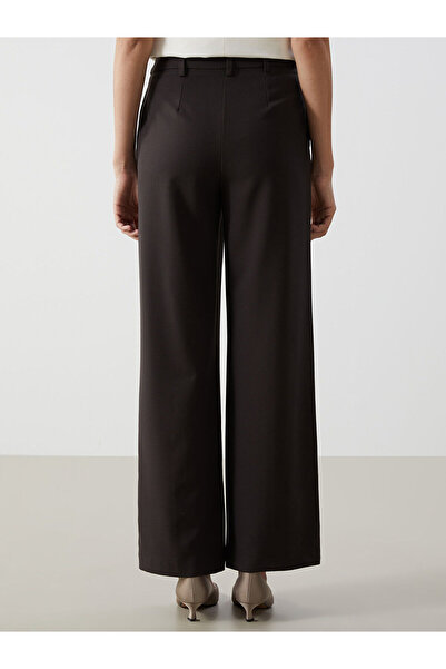 LC Waikiki Brown Standard Fit Straight Wide Leg Women's Trousers