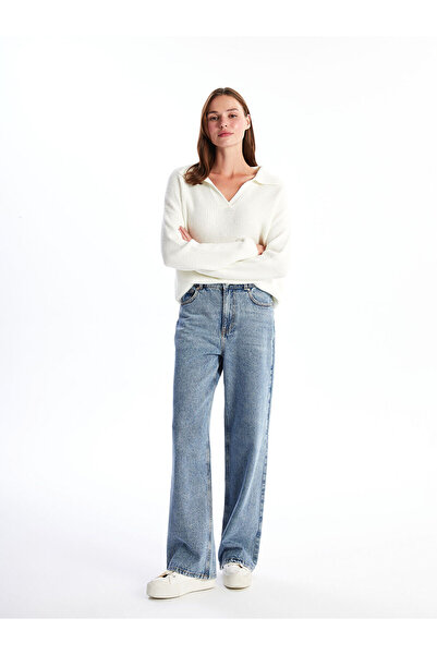 LC Waikiki Ecru Polo Neck Women's Knitwear Sweater