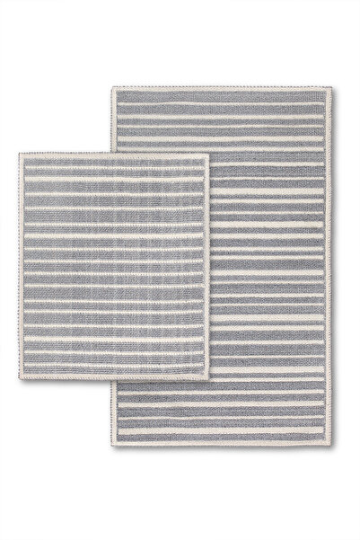Bluenity Apollo Natural Cotton 2-Piece Bath Mat Set 60X100+50X60 cm - Gray