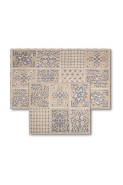 Bluenity Barcelona Doğal Pamuklu 2'li Banyo Paspas Seti 60x100+50x60 Cm Gri