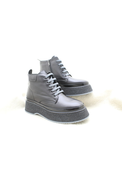 MABU HAKİKİ DERİ KALIN TABAN BAĞCIKLI FERMUARLI YÜKSEK BOT