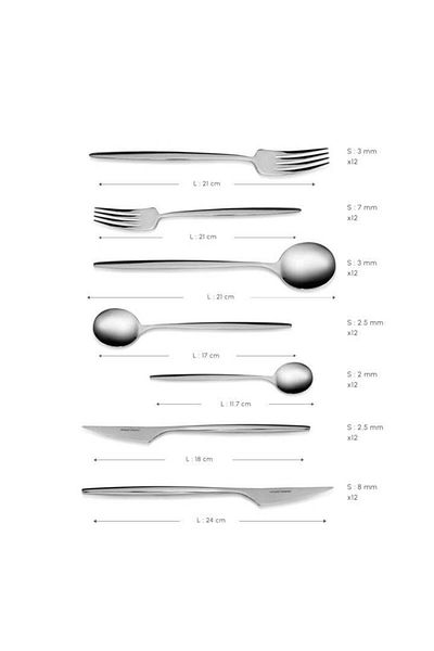 Karaca Elegance Braga Platinum 84 Piece Cutlery Set for 12 People