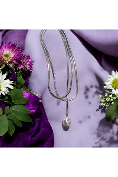 feyza collection الباروك قلادة قلادة من الفولاذ مع اللؤلؤ