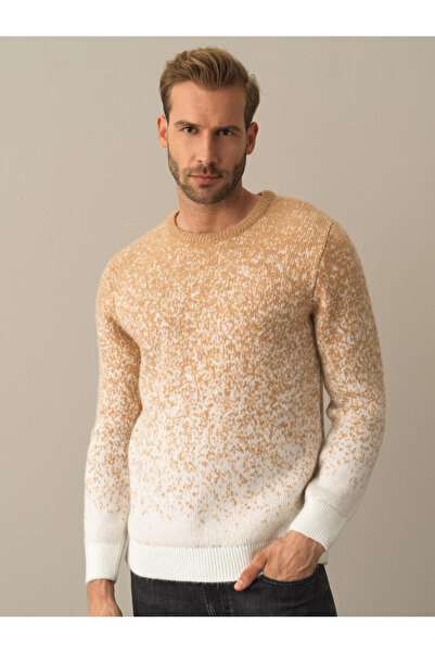 Xint Erkek Camel Yumuşak Dokulu Bisiklet Yaka Regular Fit Kazak