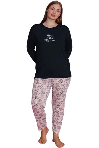 Muka Women's Plus Pajama Set Full Sleeve T-Shirt & Pants 3XL-5XL Homewear Sleepwear