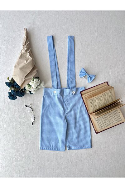 KÜÇÜĞÜM BUTİK Boy's Blue Polka Dot Tunic and Salopet Bow Tie Set