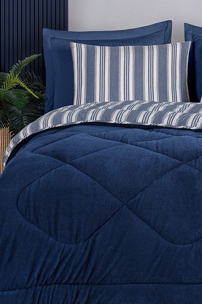 Eponj Home Σετ ύπνου Navy Blue Single Wellsoft Πάπλωμα Αφράτο - 3 τεμαχίων Soft Line