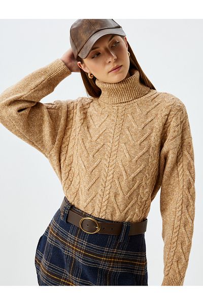 Koton X Sima Tarkan - Pulover tricotat cu mânecă lungă din tricot cu gât țesut