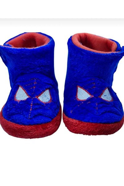 SayaSocks Spiderman Örümcek Adam Cırt Cırtlı Erkek Çocuk Panduf Kaydırmaz Taban Anaokulu Kreş Ev Ayakkabısı