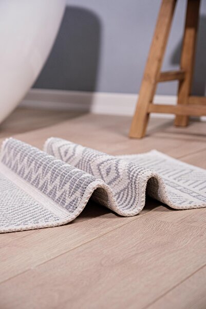 Bluenity Marina Natural Cotton Bath Mat 50x80 Cm - Gray