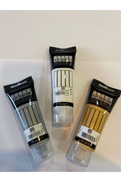 Südor Artıst Acrylıc Tüp Akrilik Boya Seti 3' Lü ( Gold- Silver- White Titanium)