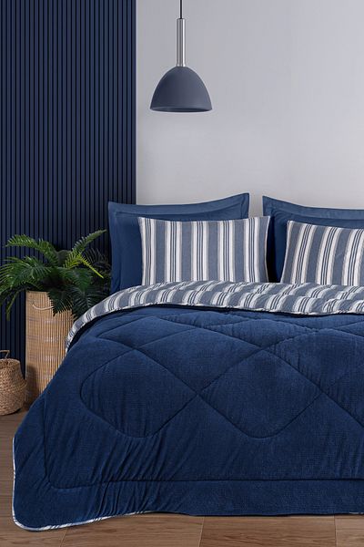 Eponj Home Σετ ύπνου Navy Blue Single Wellsoft Πάπλωμα Αφράτο - 3 τεμαχίων Soft Line