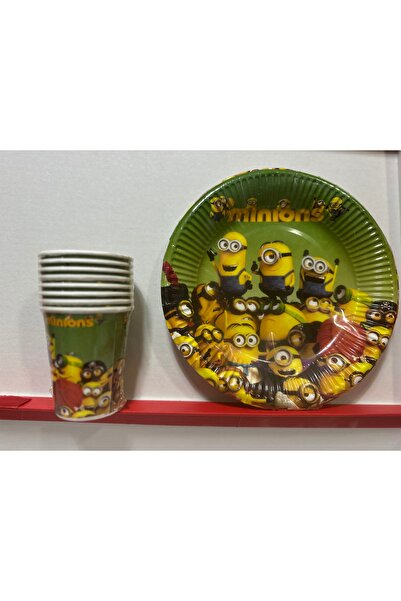 Party Partycom 8’li  Minions Karton Tabak-Bardak Seti