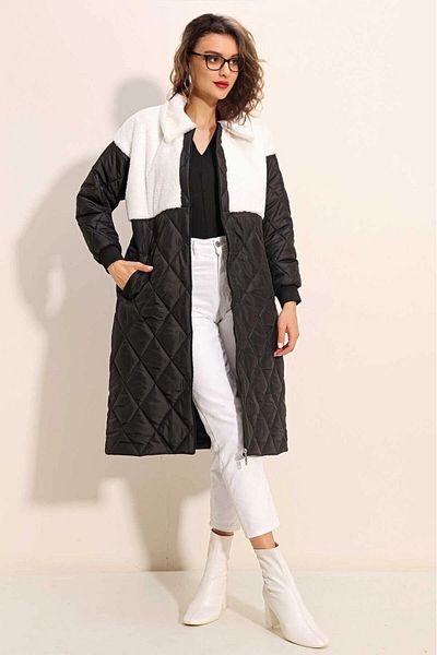 hazelin White Plush Oversize Quilted Coat - Hzl25W-Bd 151851