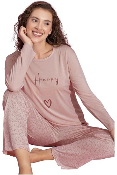 Muka Women's Plus Pajama Set Full Sleeve T-Shirt & Pants 3XL-5XL Homewear Sleepwear