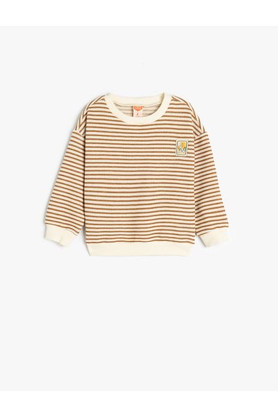 Koton Crew Neck Long Sleeve Striped Sweatshirt