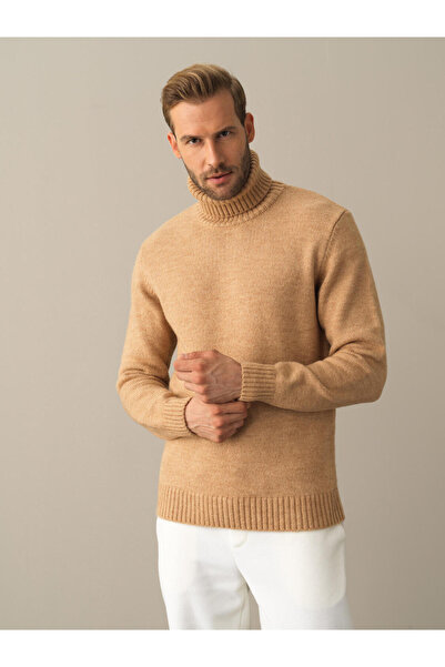 Xint Erkek Camel Yumuşak Dokulu Regular Fit Kazak