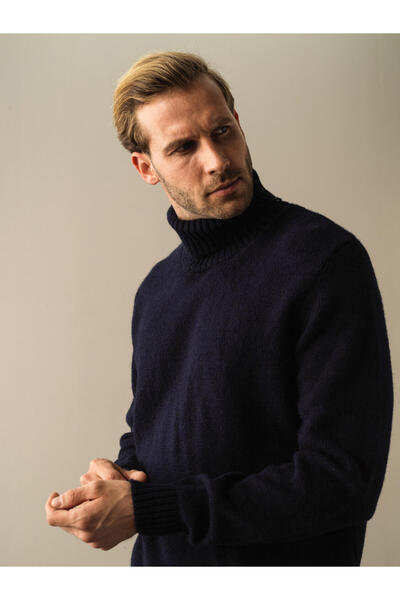 Xint Erkek Lacivert Yumuşak Dokulu Regular Fit Kazak