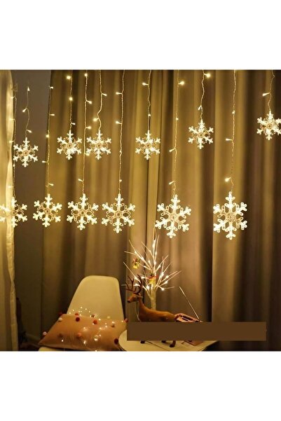MENFRY Kar Tanesi Parti Dekorasyon 8 Fonksiyonlu Animasyon 6 Saçak Perde Dizili Led Işık Ekleme Fişli