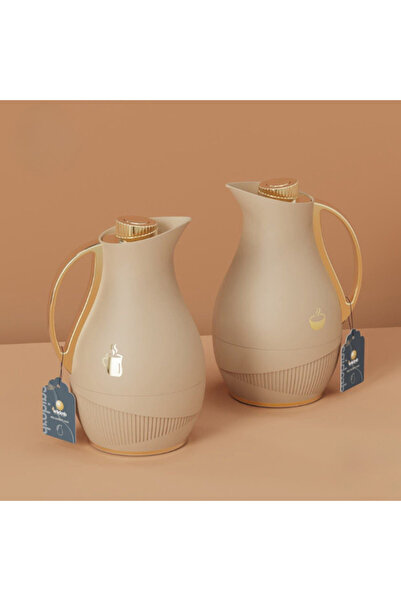 drobina طقم ترمس فاخر باللون البيج