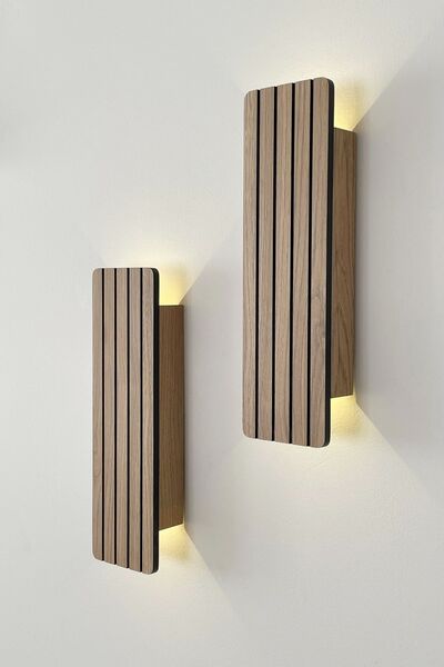 Emriba 2 Adet Ahşap Pilli Dekoratif Duvar Aydınlatması Aplik Gece Lambası (AÇIK MEŞE - GÜNIŞIĞI)