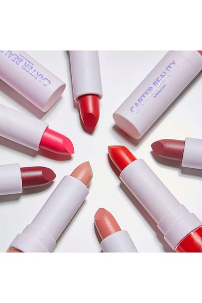 Carter Beauty , Ireland. Warm Red Matte Lipstick With Orange Hues Long Wear  Word Of Mouth - Hillary