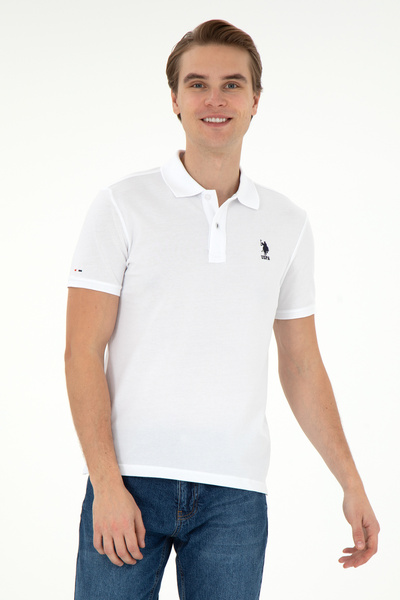 U.S. Polo Assn. تي شيرت أبيض أساسي للرجال 50297456 -VR013