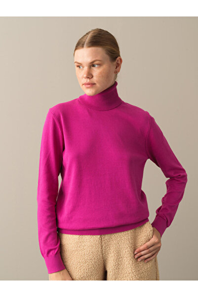 Xint Kadın Fuşya Pamuk Dokulu Regular Fit Kazak