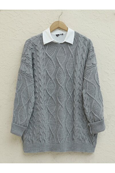 Modamorfo Honeycomb Pattern Winter Casual Knit Sweater - Gray