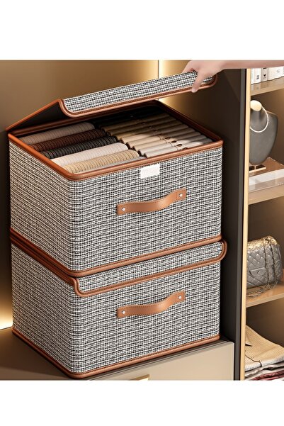 ALMUFARREJ Pack of 4 Foldable Storage Box with Lid Grey