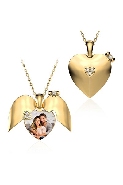 İNDİGO TAKI Kalbimin Sahibi Fotoğraflı Altın Kaplama Gümüş Kolye