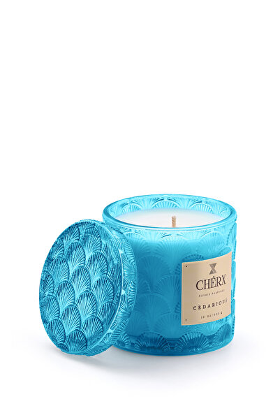 Cherx Turkuaz Mum Cedarious Cam Kavanoz Mum