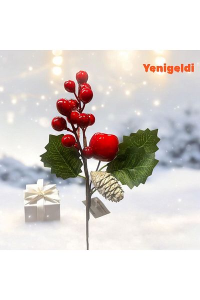 Yenigeldi 2Pcs Kokina - Christmas Artificial Fruit Branches, Red Berry Red Fruit Stems for Christmas T1192