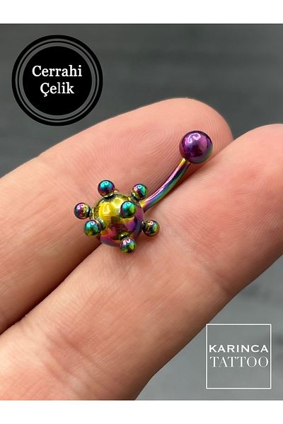 Karınca Piercing Rainbow Colored Rainbow Ornamented Belly Piercing