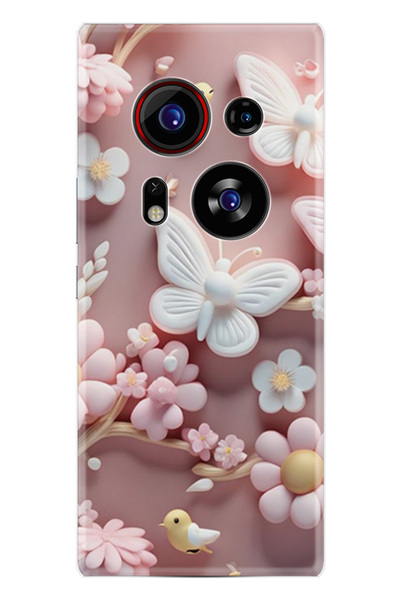 TECNO Phantom X2 Pro Kılıf Boutique Baskılı Resimli Pembe Kelebekler Pcode -088