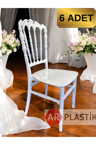 AR PLASTİK Karmen2 Beyaz Sandalye 6 ADET, Mutfak Sandalyesi, Balkon Sandalyes...