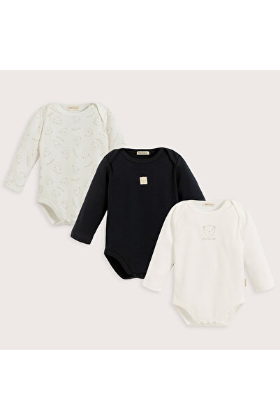 Chakra Cool Bear 3'lü Body Set Ekru/Lacivert