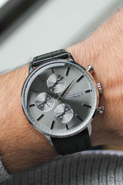 MICHAEL TOMMY Mt20289Gsybgr33 Men's Watch with Leather Band