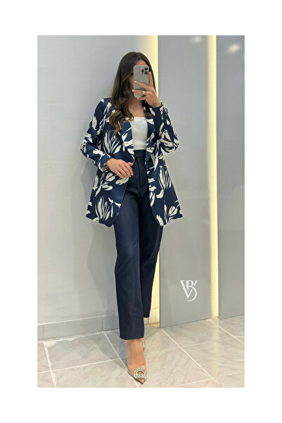 viadellabutik Desenli Salaş Saten Ceket