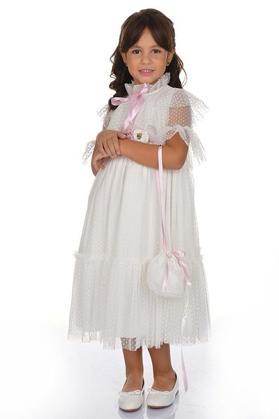 Mnk Baby&Kids Vintage Δαντελένιο Φόρεμα - MNKA248 ECRU