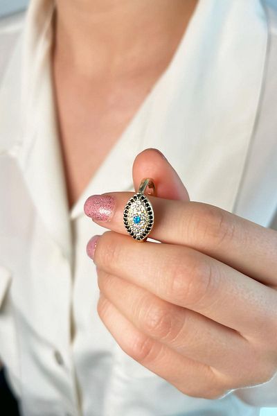 Sose Moda Eye Model Zircon Stone Ring - Gold