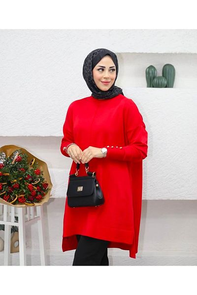 MY CİTY YASEMEN تونيك نسائي بأكمام وأزرار