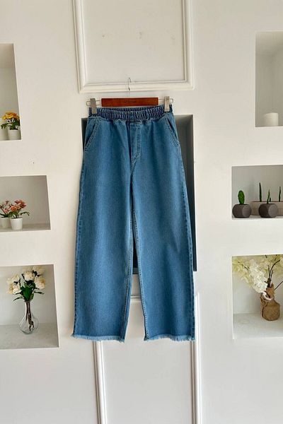lurex moda Wide Cut Palazzo Trousers with Tassels